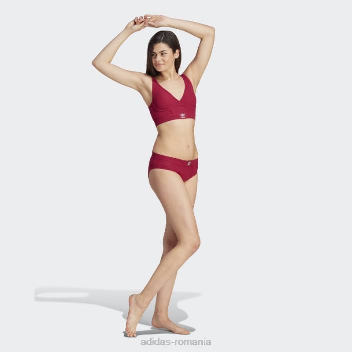 Adidas pantaloni de bikini din bumbac cu nervuri adicolor flex burgundy adidas femei Burgundia 2JBN9276