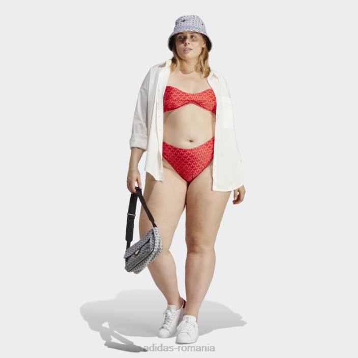 Adidas pantaloni de bikini stacojii originali cu monogram (marime plus) femei stacojiu/roșu/alb 2JBN17044