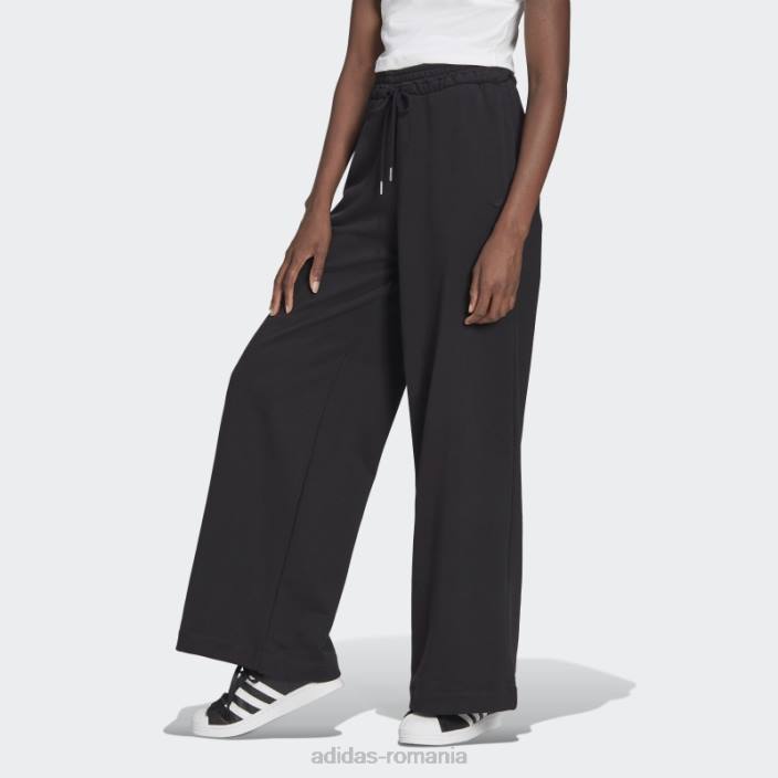 Adidas pantaloni de jogging adicolor cu picior largi negri femei negru 2JBN17587