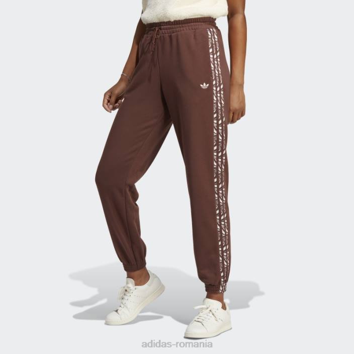 Adidas pantaloni de jogging cu imprimeu animal abstract auburn femei castaniu 2JBN9739