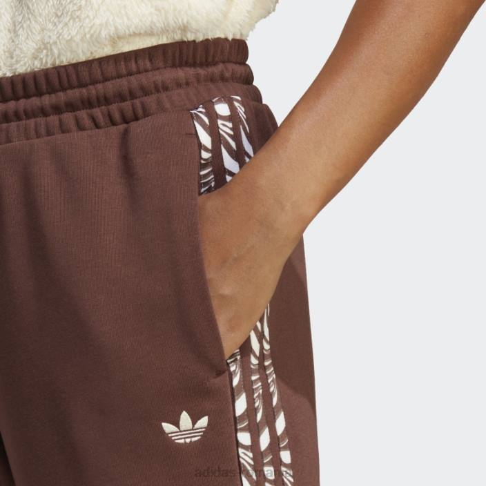 Adidas pantaloni de jogging cu imprimeu animal abstract auburn femei castaniu 2JBN9739