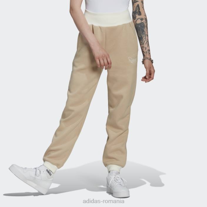 Adidas pantaloni de jogging cu manșete bej femei bej 2JBN10790