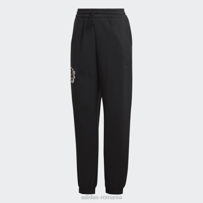 Adidas pantaloni de jogging negri cu manșete Disney femei negru 2JBN2813
