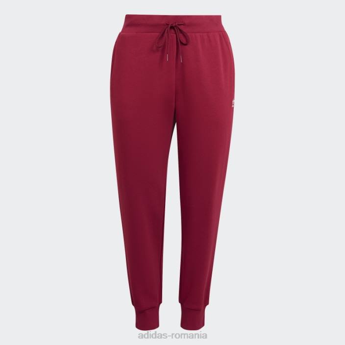 Adidas pantaloni de jogging subțiri din fleece adicolor essentials burgundy (mărime plus) femei Burgundia 2JBN9857