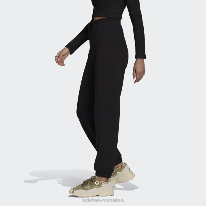 Adidas pantaloni de trening cu mansete cu coaste negre femei negru 2JBN17536