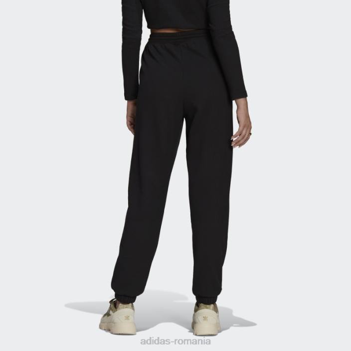Adidas pantaloni de trening cu mansete cu coaste negre femei negru 2JBN17536