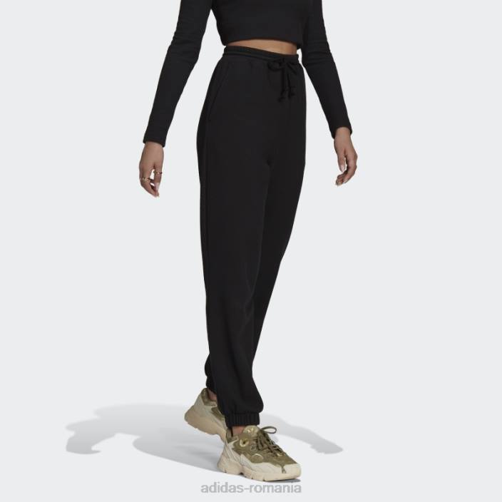 Adidas pantaloni de trening cu mansete cu coaste negre femei negru 2JBN17536
