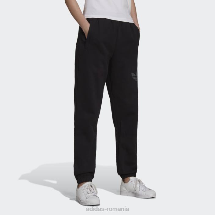 Adidas pantaloni de trening cu mansete, cu trifoil grafic negru adidas femei negru 2JBN3252