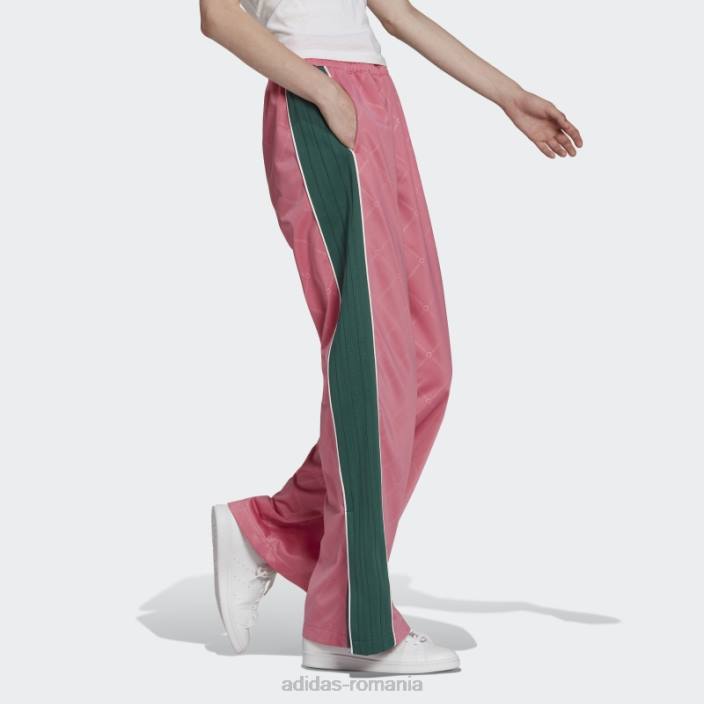 Adidas pantaloni de trening de lux retro trandafir moda femei ton de trandafir/verde 2JBN17557
