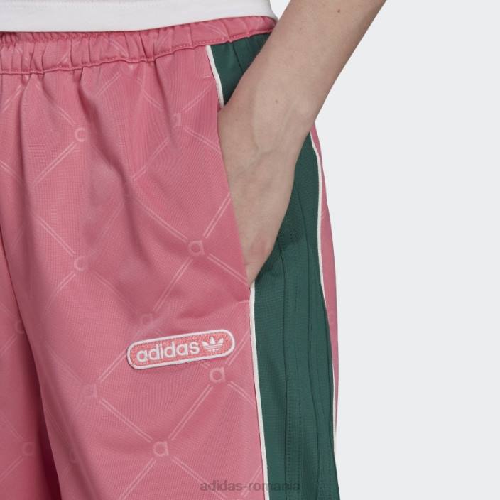 Adidas pantaloni de trening de lux retro trandafir moda femei ton de trandafir/verde 2JBN17557