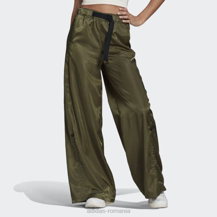 Adidas pantaloni largi din satin olive femei măsline 2JBN10609