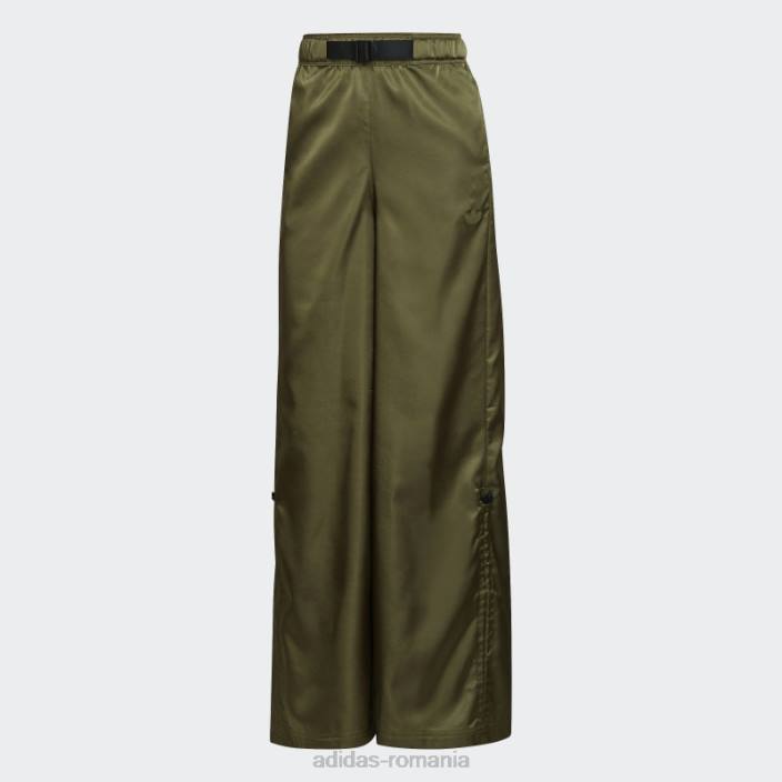 Adidas pantaloni largi din satin olive femei măsline 2JBN10609
