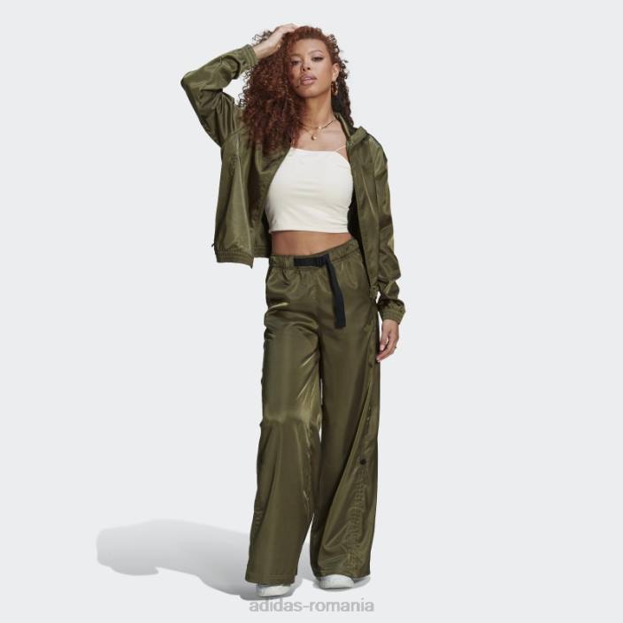 Adidas pantaloni largi din satin olive femei măsline 2JBN10609