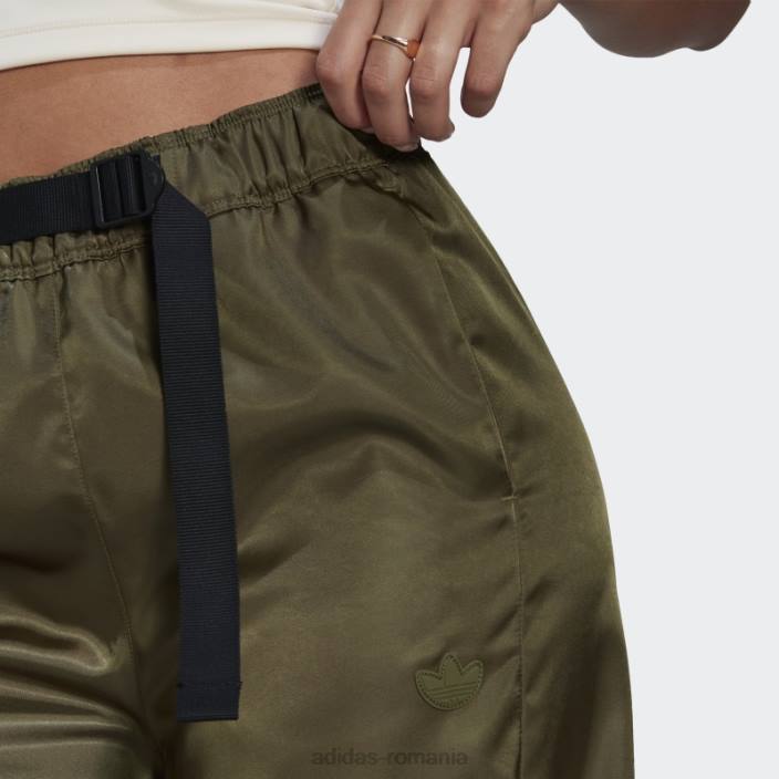 Adidas pantaloni largi din satin olive femei măsline 2JBN10609