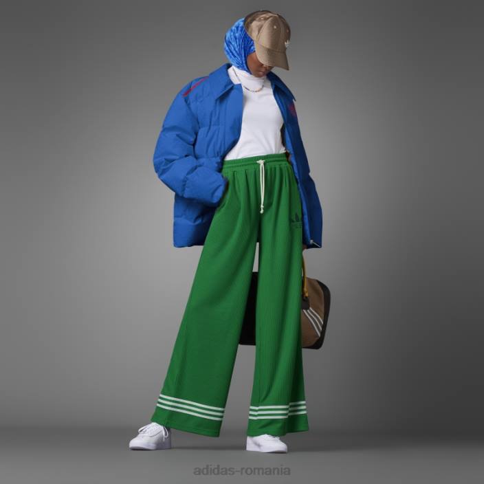 Adidas pantaloni largi tricot adicolor anii 70 verzi femei verde 2JBN2821