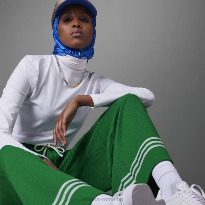 Adidas pantaloni largi tricot adicolor anii 70 verzi femei verde 2JBN2821