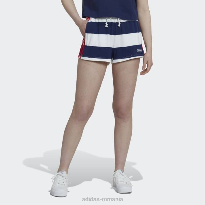 Adidas pantaloni scurți cu dungi cu talie mijlocie cer de noapte femei cer de noapte/alb 2JBN2923