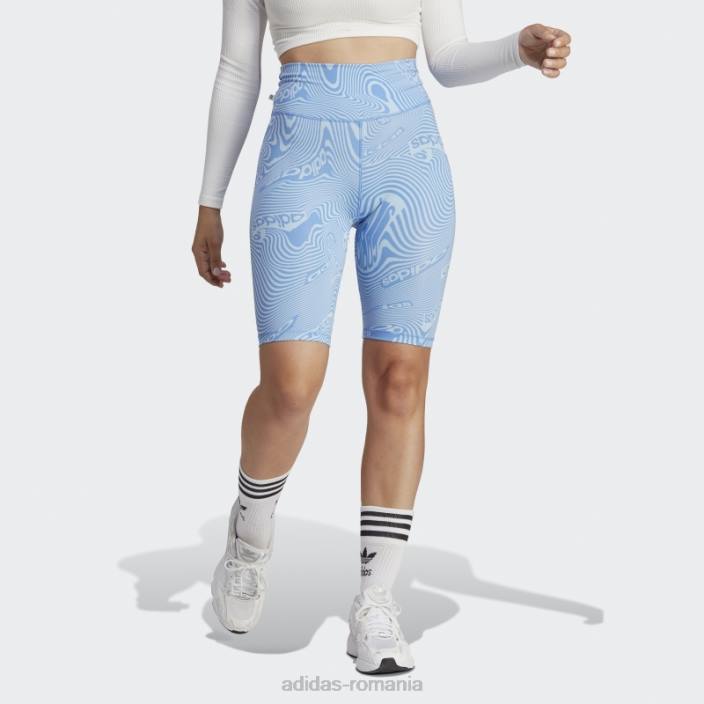 Adidas pantaloni scurți pentru biciclete cu imprimeu marmură sky adidas femei cer albastru 2JBN9744