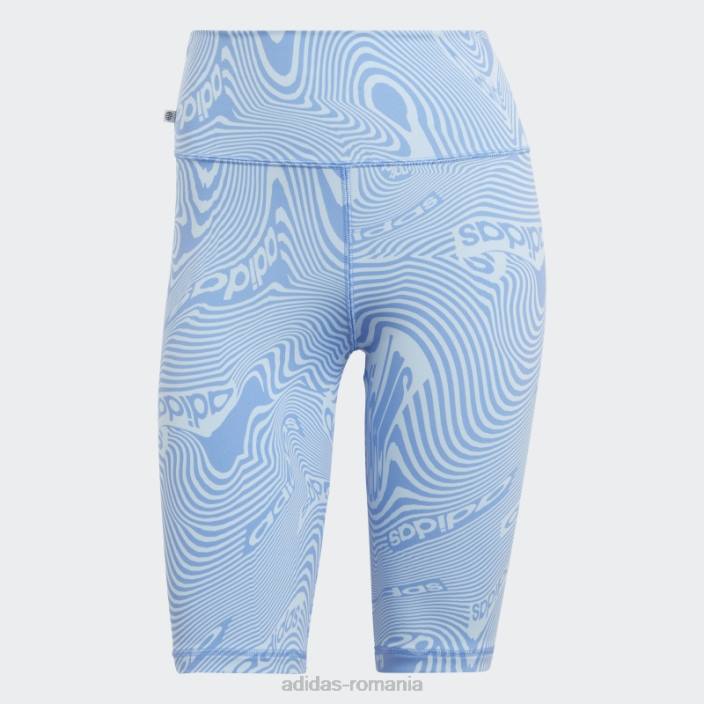 Adidas pantaloni scurți pentru biciclete cu imprimeu marmură sky adidas femei cer albastru 2JBN9744