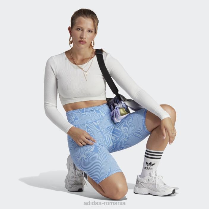 Adidas pantaloni scurți pentru biciclete cu imprimeu marmură sky adidas femei cer albastru 2JBN9744