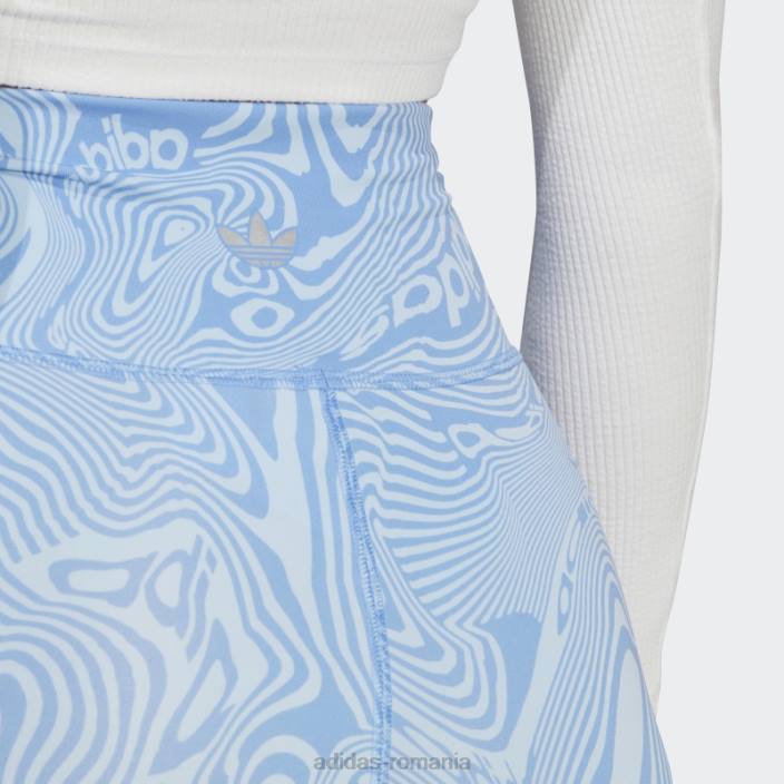 Adidas pantaloni scurți pentru biciclete cu imprimeu marmură sky adidas femei cer albastru 2JBN9744
