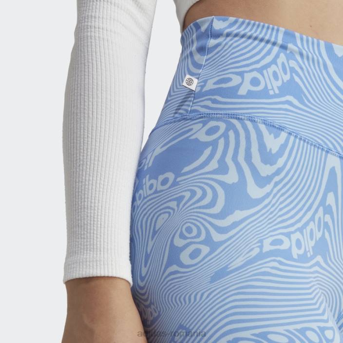 Adidas pantaloni scurți pentru biciclete cu imprimeu marmură sky adidas femei cer albastru 2JBN9744