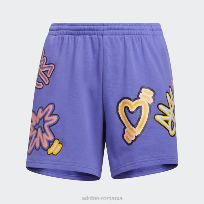 Adidas purple love unește pantaloni scurți largi (plus mărime) adidas femei violet/multicolor 2JBN10701