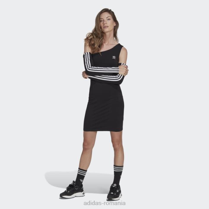 Adidas rochie neagră cu mânecă lungă, cu decupaj central, adidas femei negru 2JBN16851