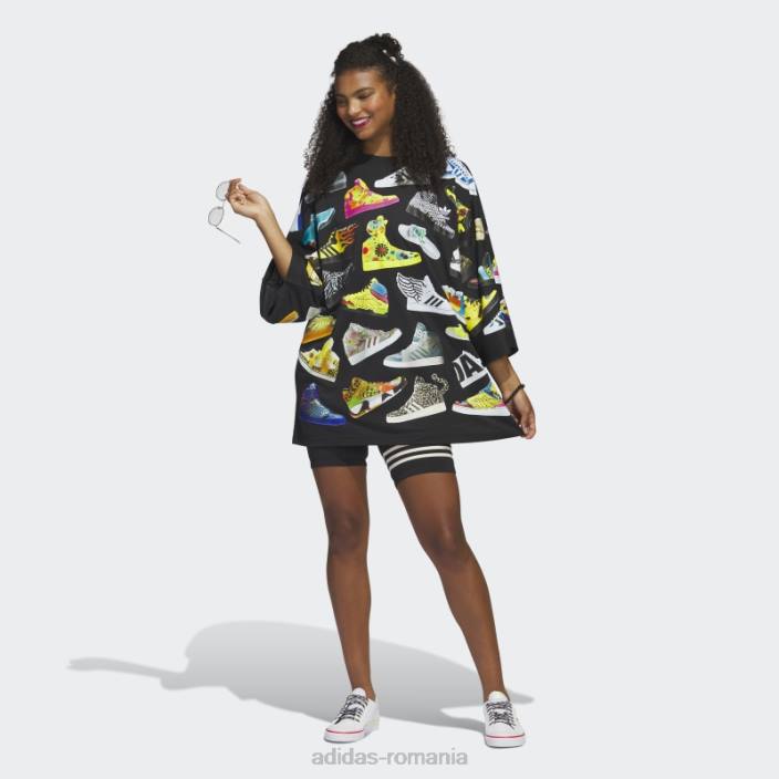 Adidas rochie neagră în tricou jeremy scott archive femei negru 2JBN16541