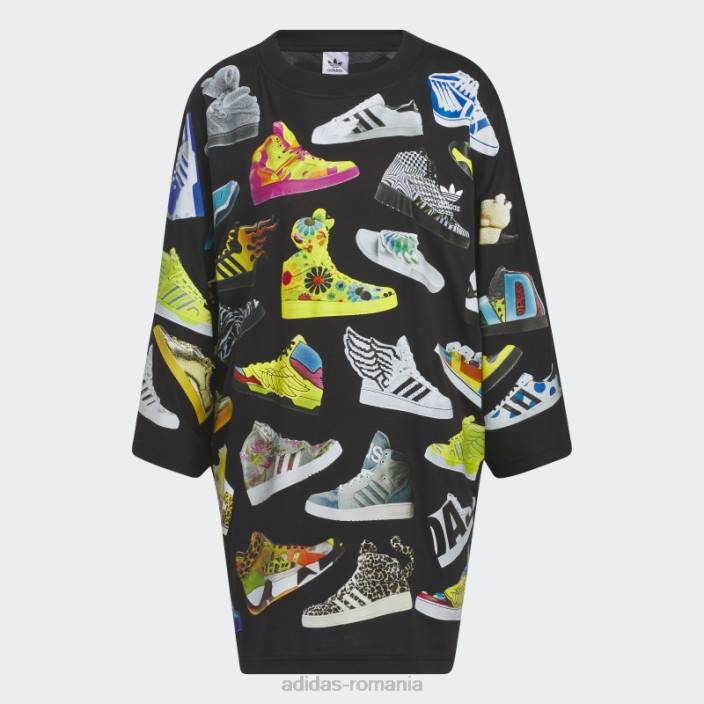 Adidas rochie neagră în tricou jeremy scott archive femei negru 2JBN16541