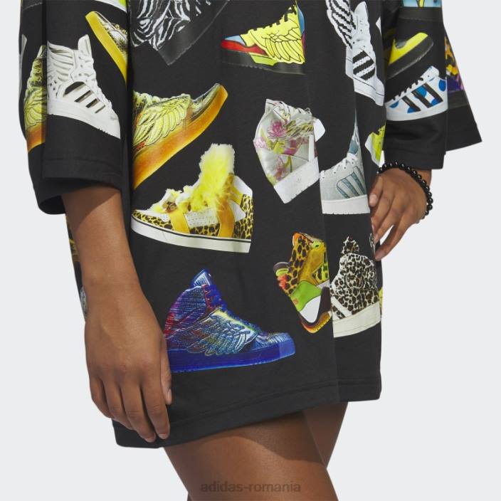 Adidas rochie neagră în tricou jeremy scott archive femei negru 2JBN16541