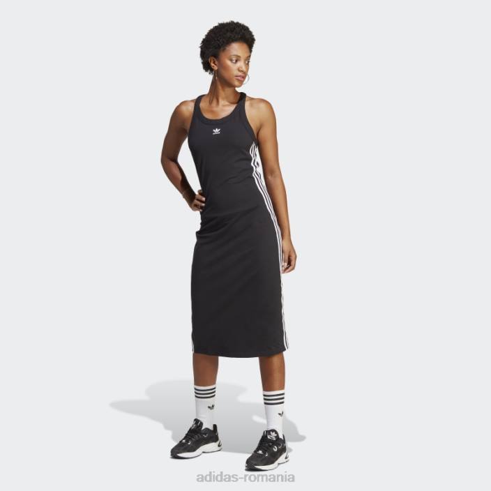 Adidas rochie tanc lungă neagră adicolor classics cu 3 dungi adidas femei negru 2JBN9021