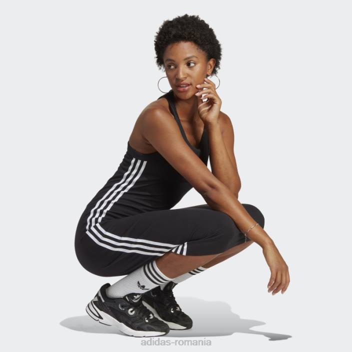 Adidas rochie tanc lungă neagră adicolor classics cu 3 dungi adidas femei negru 2JBN9021