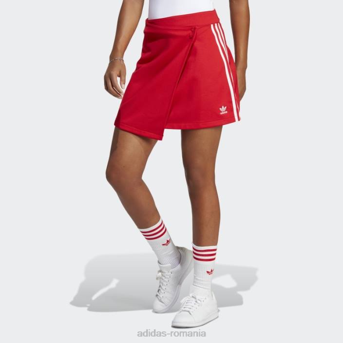 Adidas scarlet adicolor classics fustă scurtă înfășurată cu 3 dungi femei stacojiu 2JBN9047