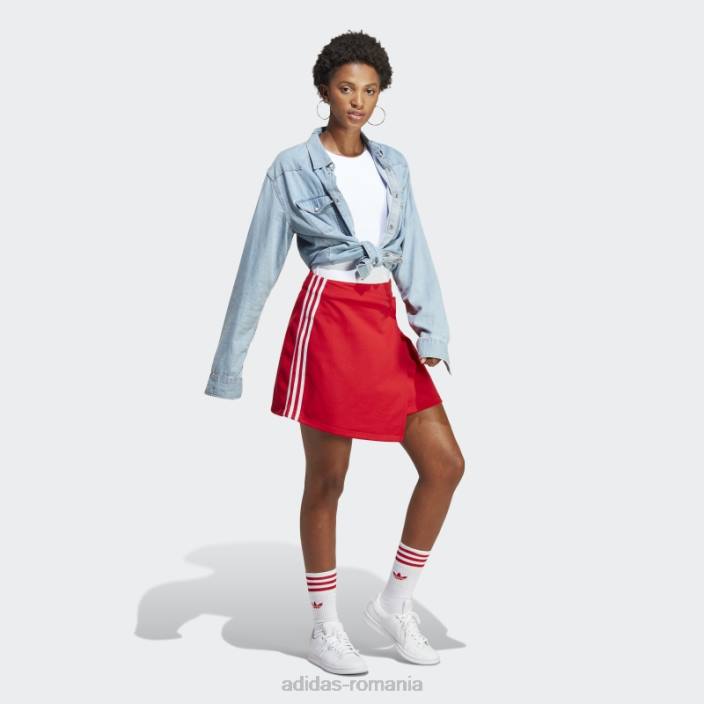 Adidas scarlet adicolor classics fustă scurtă înfășurată cu 3 dungi femei stacojiu 2JBN9047