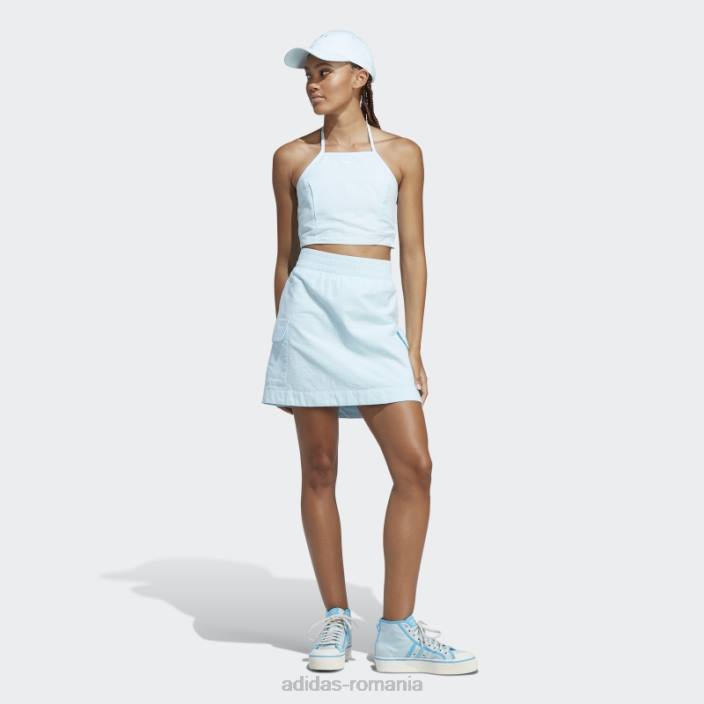 Adidas top cu decolteu din popelin adicolor classics albastru femei albastru 2JBN10378