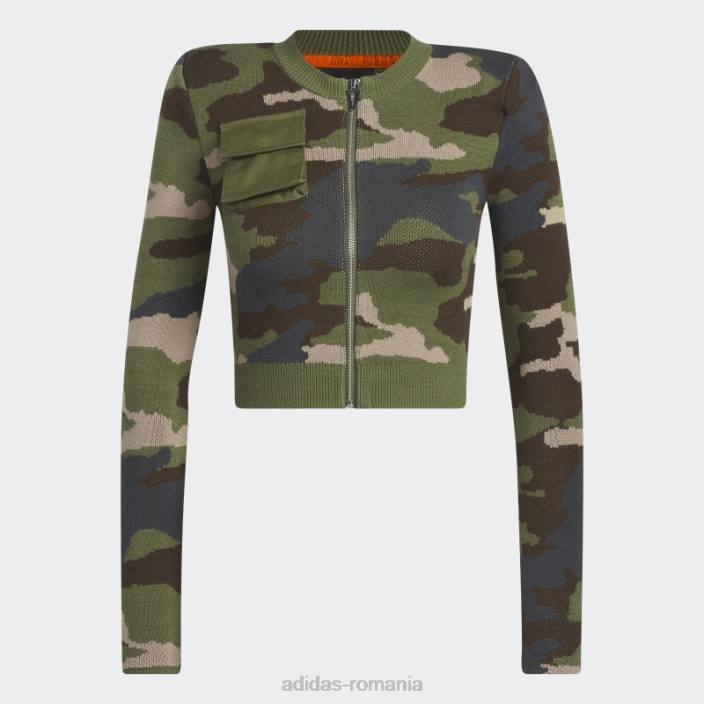 Adidas top cu mânecă lungă cu nervuri aop camo fashion femei aop camo 2JBN2551