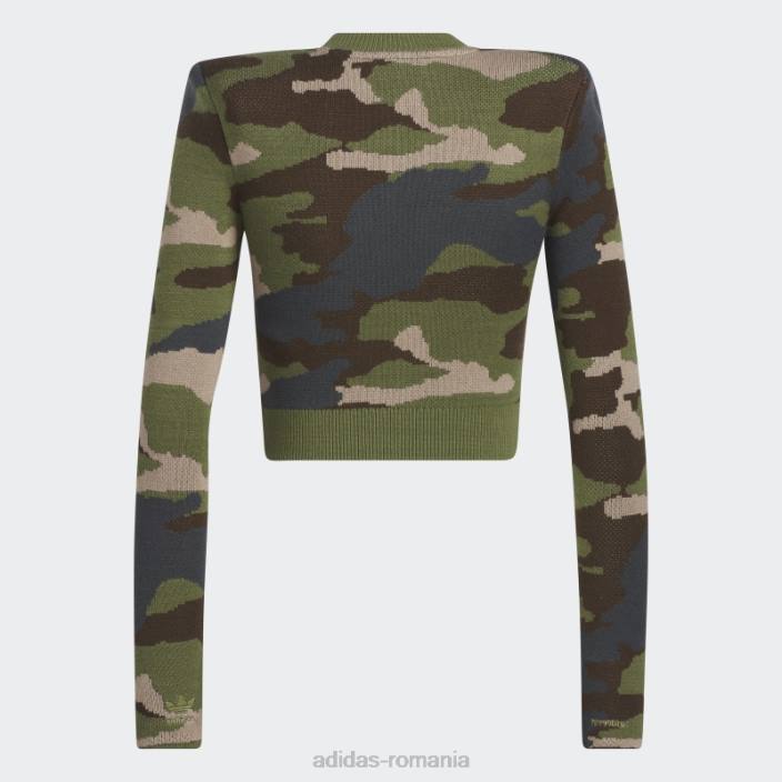 Adidas top cu mânecă lungă cu nervuri aop camo fashion femei aop camo 2JBN2551