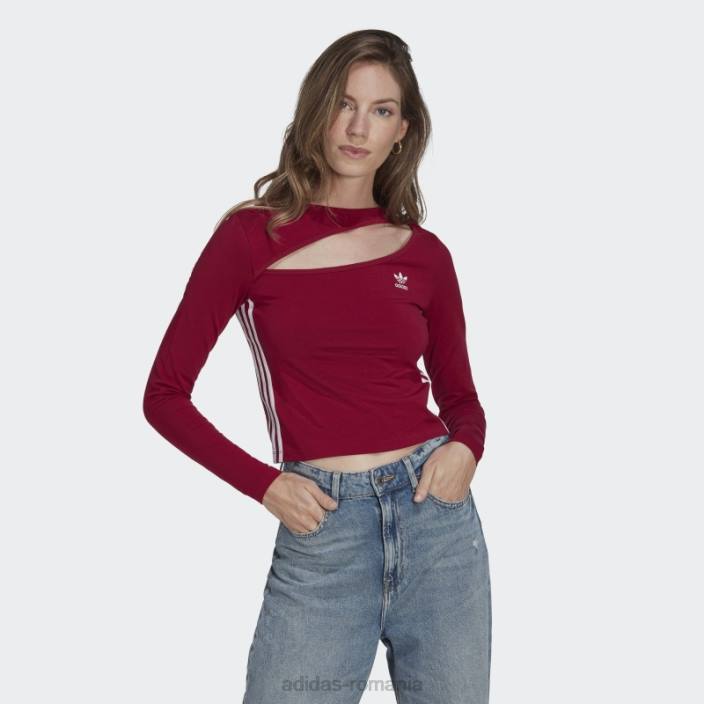Adidas top decupat în centrul scenei burgundy femei Burgundia 2JBN16768
