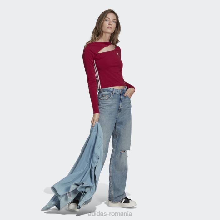 Adidas top decupat în centrul scenei burgundy femei Burgundia 2JBN16768