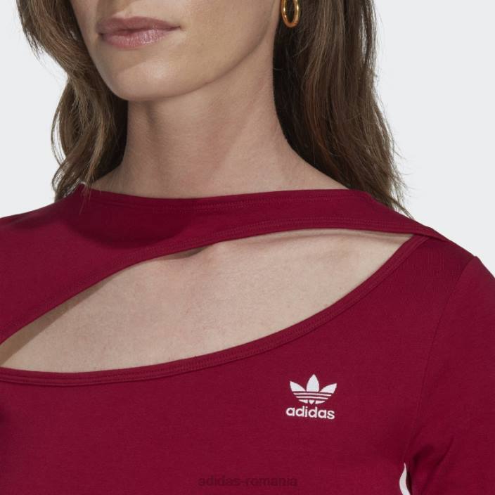 Adidas top decupat în centrul scenei burgundy femei Burgundia 2JBN16768