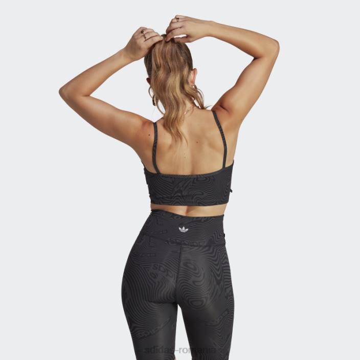 Adidas top sutien cu imprimeu marmură carbon femei carbon/negru 2JBN9365
