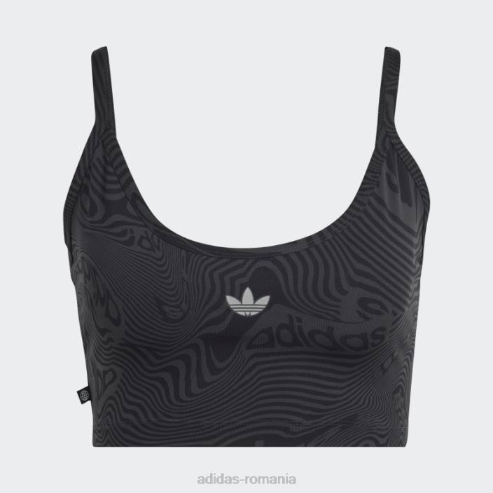Adidas top sutien cu imprimeu marmură carbon femei carbon/negru 2JBN9365
