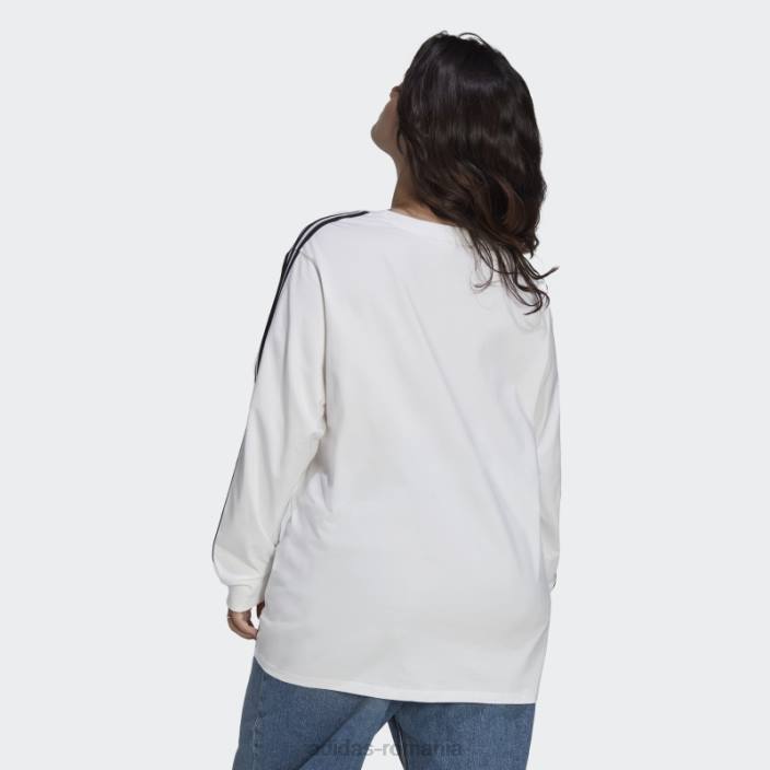 Adidas tricou alb adicolor classics cu mânecă lungă (plus mărime) femei alb 2JBN9856