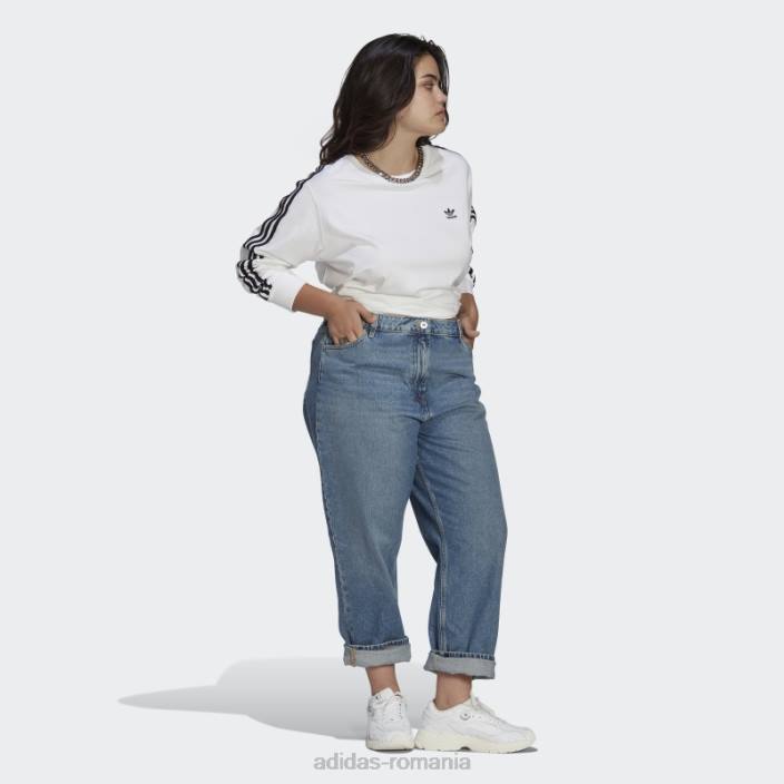 Adidas tricou alb adicolor classics cu mânecă lungă (plus mărime) femei alb 2JBN9856