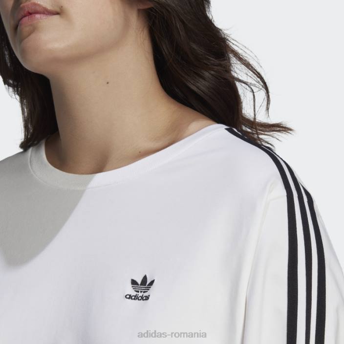 Adidas tricou alb adicolor classics cu mânecă lungă (plus mărime) femei alb 2JBN9856