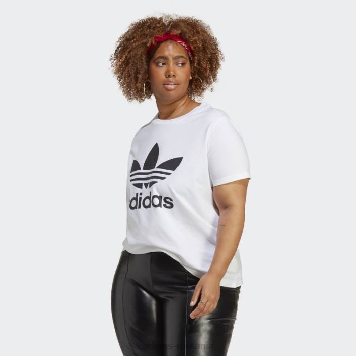 Adidas tricou alb adicolor classics trefoil (mărime plus) femei alb 2JBN17482