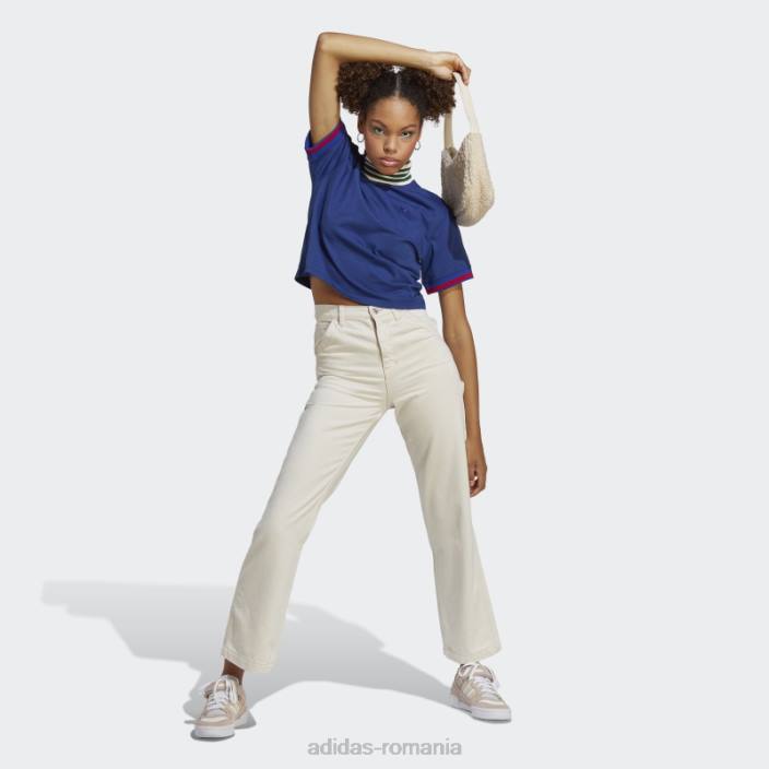 Adidas tricou crop guler coasta albastru victorie femei albastru victorie 2JBN10735