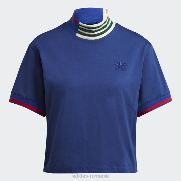 Adidas tricou crop guler coasta albastru victorie femei albastru victorie 2JBN10735