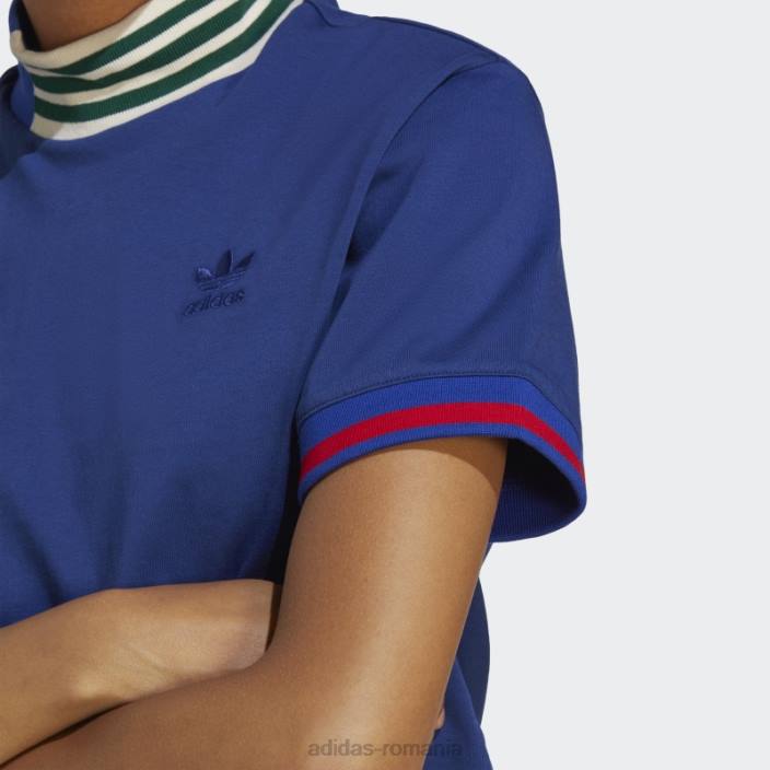 Adidas tricou crop guler coasta albastru victorie femei albastru victorie 2JBN10735